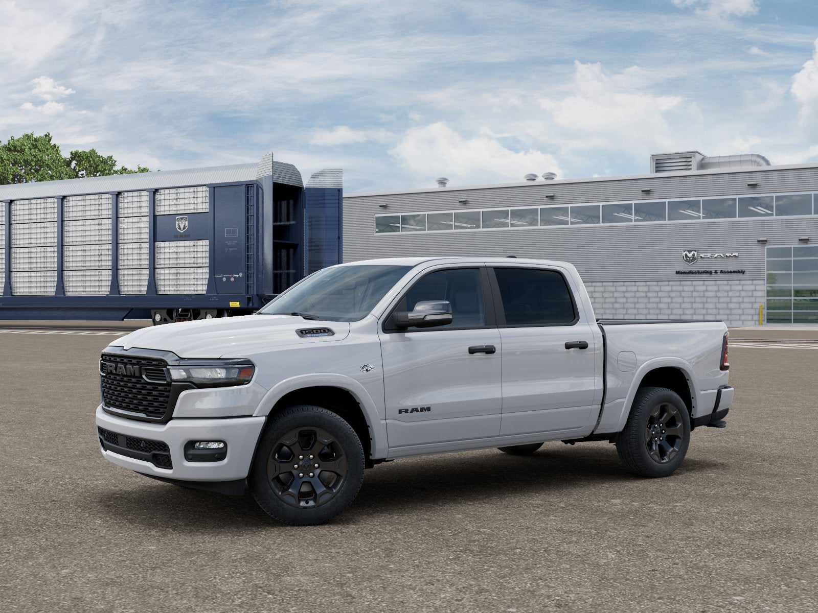 2026 RAM Ram 1500 RAM 1500 BIG HORN CREW CAB 4X4 5'7' BOX in Bright White Clear-Coat Exterior Paint — front three-quarter view
