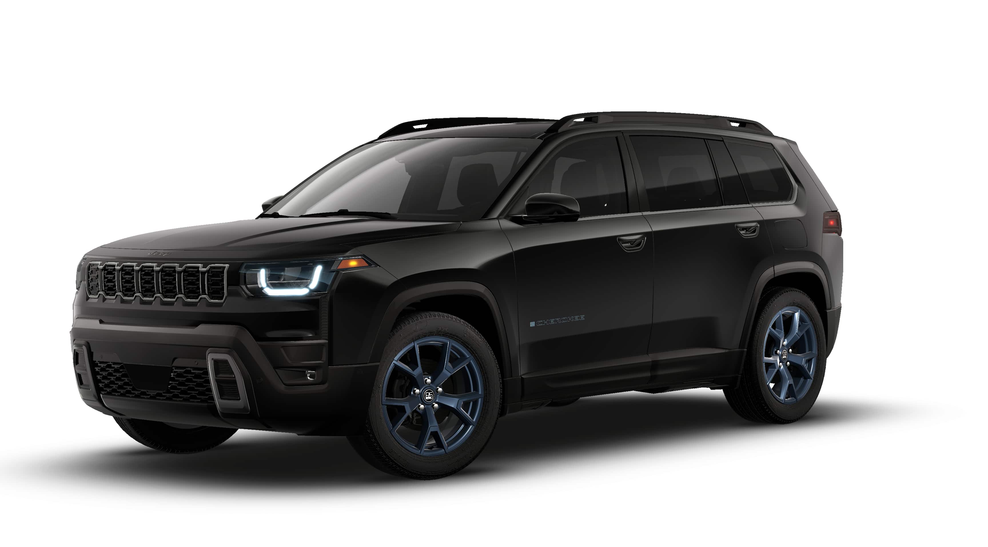 2026 Jeep Cherokee CHEROKEE 85TH ANNIVERSARY EDITION 4X4 in Diamond Black Crystal Pearl-Coat Exterior Paint — front three-quarter view