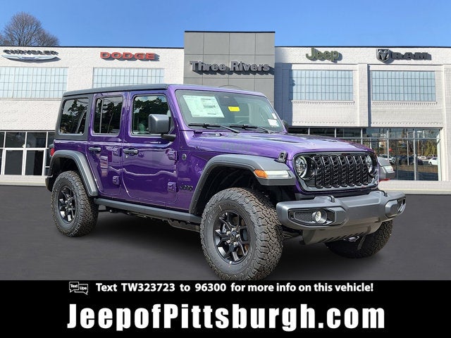 2026 Jeep Wrangler WRANGLER 4-DOOR WILLYS in Reign Exterior Paint — front three-quarter view