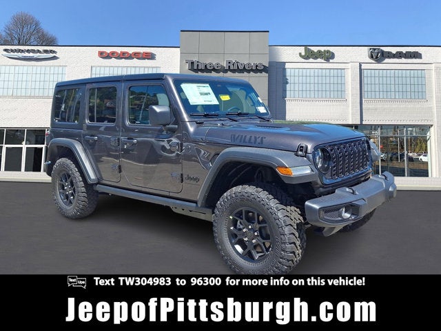 2026 Jeep Wrangler WRANGLER 4-DOOR WILLYS in Granite Crystal Metallic Clear-Coat Exterior Paint — front three-quarter view