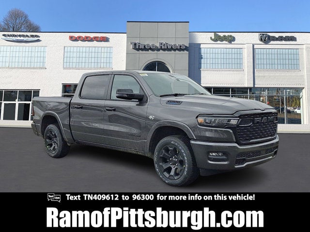 2026 RAM 1500 RAM 1500 BIG HORN CREW CAB 4X4 5'7' BOX in Granite Crystal Metallic Clear-Coat Exterior Paint — front three-quarter view