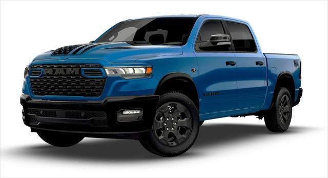 2026 RAM 1500 RAM 1500 BIG HORN CREW CAB 4X4 5'7' BOX in Hydro Blue Pearl-Coat Exterior Paint — front three-quarter view