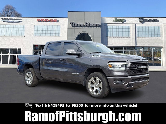 2022 RAM 1500 Big Horn Crew Cab 4x4 5'7' Box in Granite Crystal Metallic Clearcoat — front three-quarter view