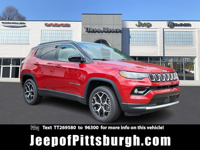 2026 Jeep Compass COMPASS LIMITED 4X4 in Red Hot Pearl-Coat Exterior Paint — front three-quarter view