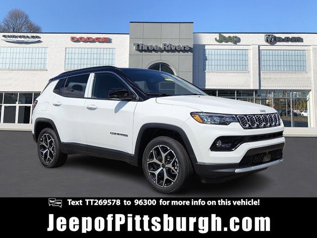 2026 Jeep Compass COMPASS LIMITED 4X4 in Bright White Clear-Coat Exterior Paint — front three-quarter view