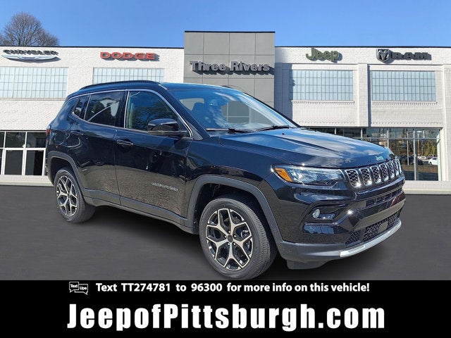 2026 Jeep Compass COMPASS LIMITED 4X4 in Diamond Black Crystal Pearl-Coat Exterior Paint — front three-quarter view