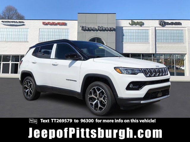 2026 Jeep Compass COMPASS LIMITED 4X4 in Bright White Clear-Coat Exterior Paint — front three-quarter view